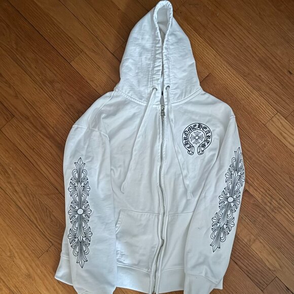 Chrome Hearts Other - Chrome Hearts White Horseshoe Zip Up Hoodie